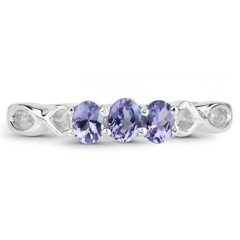 0.51 Carat Genuine Tanzanite .925 Sterling Silver Ring
