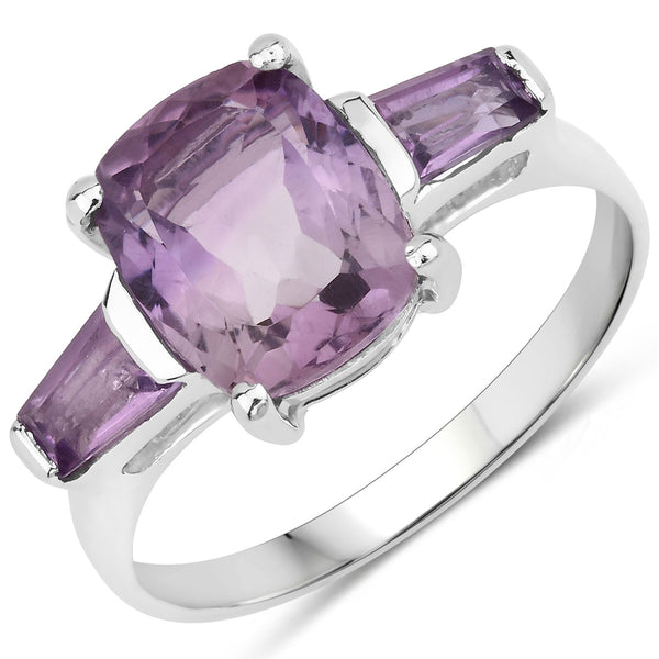 3.85 Carat Genuine Amethyst .925 Sterling Silver Ring