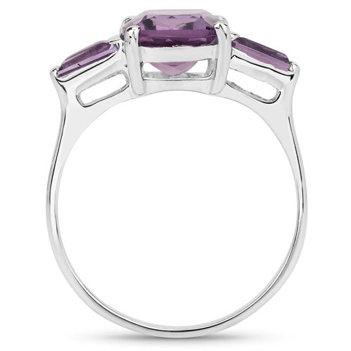 3.85 Carat Genuine Amethyst .925 Sterling Silver Ring