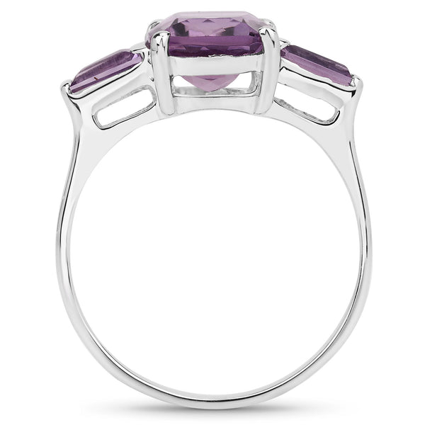 3.85 Carat Genuine Amethyst .925 Sterling Silver Ring