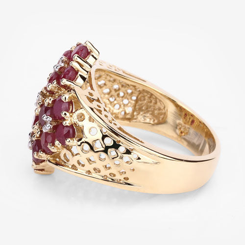 2.13 Carat Genuine Ruby and White Topaz .925 Sterling Silver Ring