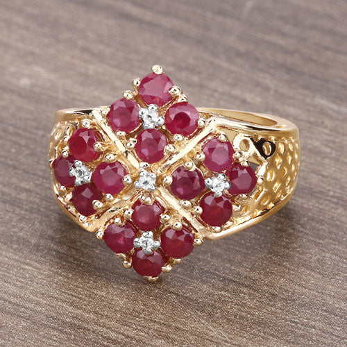 2.13 Carat Genuine Ruby and White Topaz .925 Sterling Silver Ring