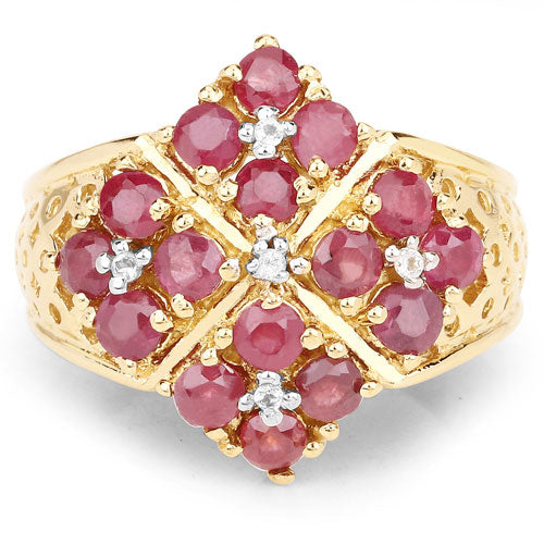 2.13 Carat Genuine Ruby and White Topaz .925 Sterling Silver Ring