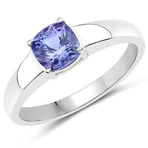 1.05 Carat Genuine Tanzanite .925 Sterling Silver ring