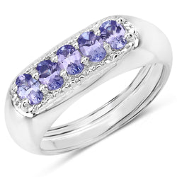 0.85 Carat Genuine Tanzanite .925 Sterling Silver Ring