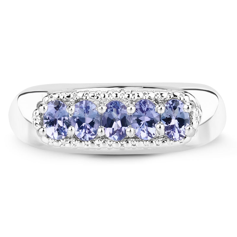 0.85 Carat Genuine Tanzanite .925 Sterling Silver Ring