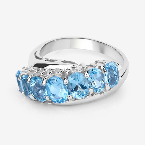 2.58 Carat Genuine Swiss Blue Topaz .925 Sterling Silver Ring