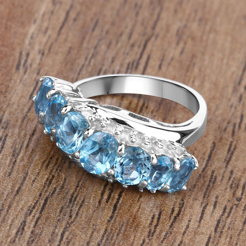 2.58 Carat Genuine Swiss Blue Topaz .925 Sterling Silver Ring