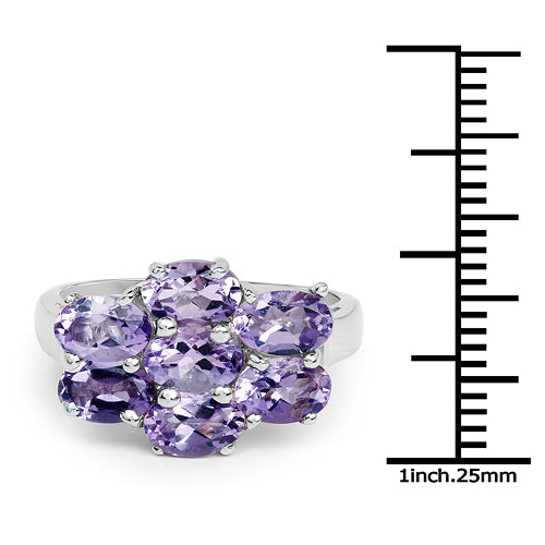 3.01 Carat Genuine Amethyst .925 Sterling Silver Ring