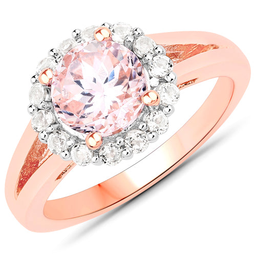 2.25 Carat Genuine Kunzite and White Topaz .925 Sterling Silver Ring