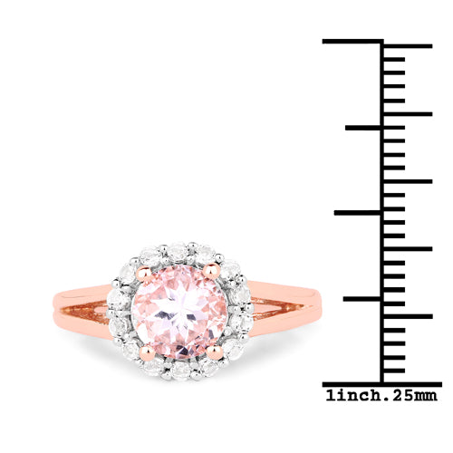 2.25 Carat Genuine Kunzite and White Topaz .925 Sterling Silver Ring