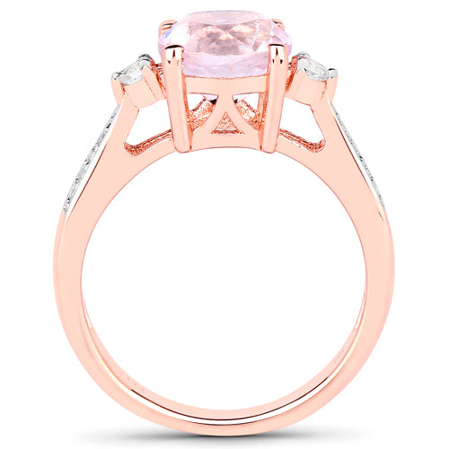 2.73 Carat Genuine Kunzite and White Topaz .925 Sterling Silver Ring