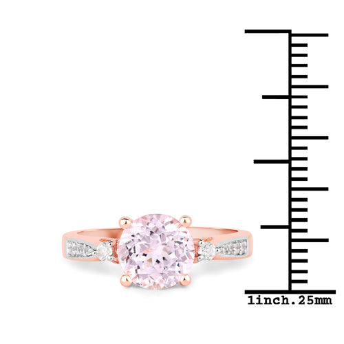 2.73 Carat Genuine Kunzite and White Topaz .925 Sterling Silver Ring