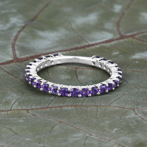 0.78 Carat Genuine Amethyst .925 Sterling Silver Ring