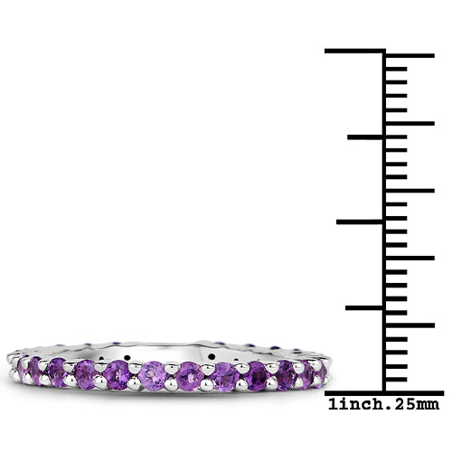 0.78 Carat Genuine Amethyst .925 Sterling Silver Ring