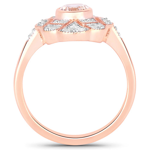 1.12 Carat Genuine Morganite and White Topaz .925 Sterling Silver Ring