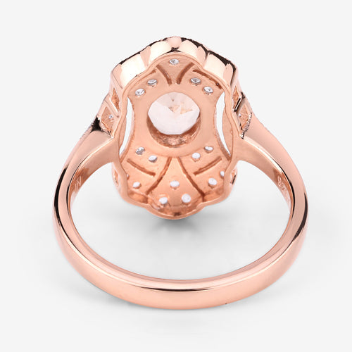1.12 Carat Genuine Morganite and White Topaz .925 Sterling Silver Ring