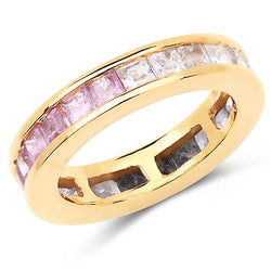 14K Yellow Gold Plated 4.32 Carat Genuine Multi Sapphire .925 Sterling Silver Ring