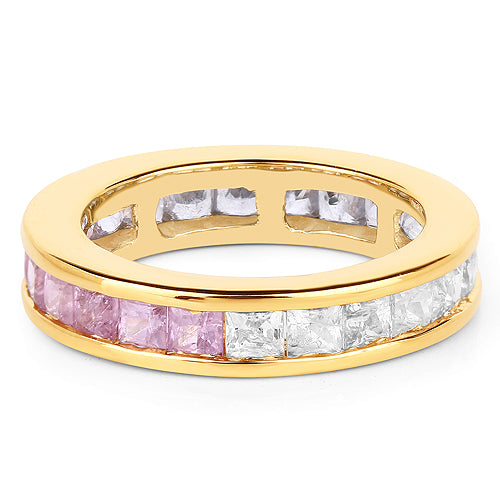 14K Yellow Gold Plated 4.32 Carat Genuine Multi Sapphire .925 Sterling Silver Ring