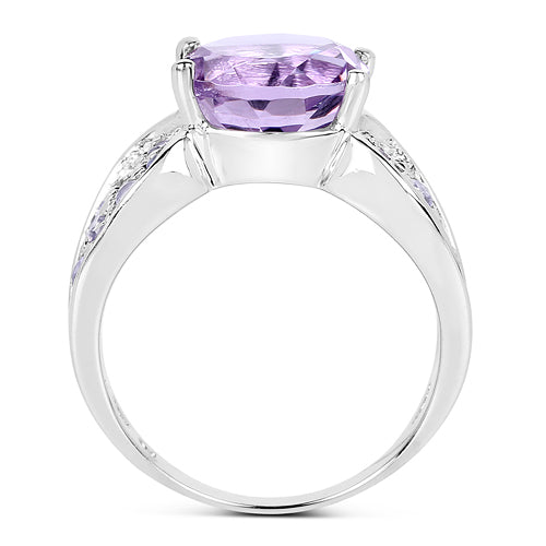 4.07 Carat Genuine Amethyst & Tanzanite .925 Sterling Silver Ring