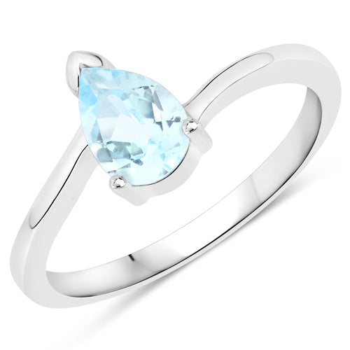 0.85 Carat Genuine Blue Topaz .925 Sterling Silver Ring