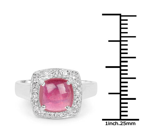 3.31 Carat Glass Filled Ruby and White Topaz .925 Sterling Silver Ring