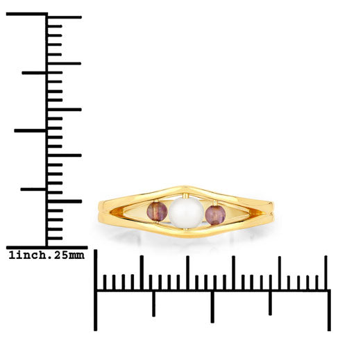 1.80 Carat Genuine Pearl and Amethyst .925 Sterling Silver Ring