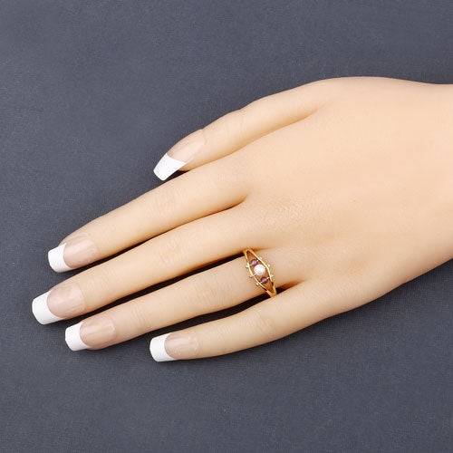 1.80 Carat Genuine Pearl and Amethyst .925 Sterling Silver Ring