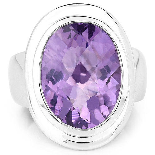 9.01 Carat Genuine Amethyst .925 Sterling Silver Ring