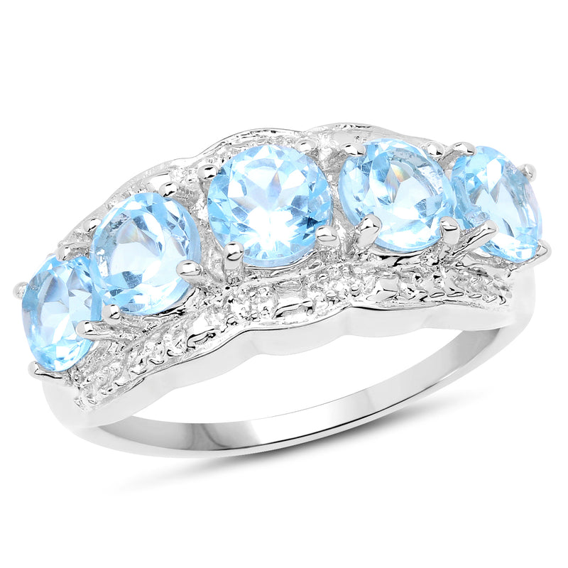 3.00 Carat Genuine Blue Topaz .925 Sterling Silver Ring