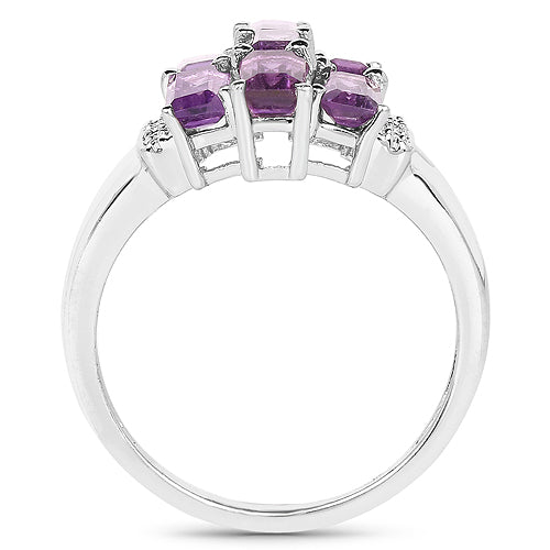 1.75 Carat Genuine Amethyst .925 Sterling Silver Ring