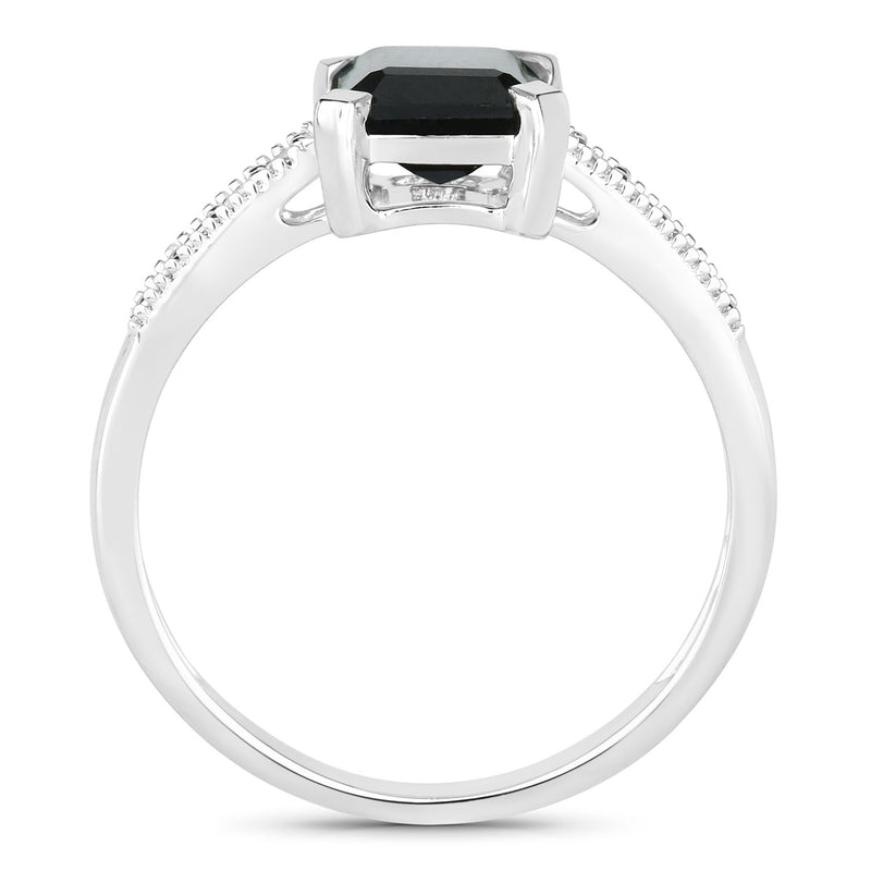 1.91 Carat Genuine Green Tourmaline and White Diamond 14K White Gold Ring