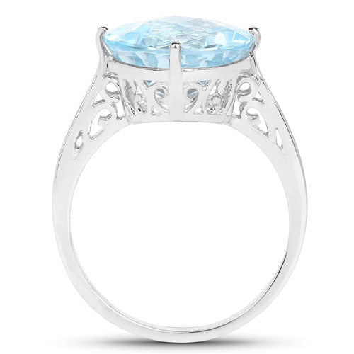 6.50 Carat Genuine Blue Topaz .925 Sterling Silver Ring