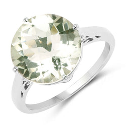 5.55 Carat Genuine Green Amethyst .925 Sterling Silver Ring