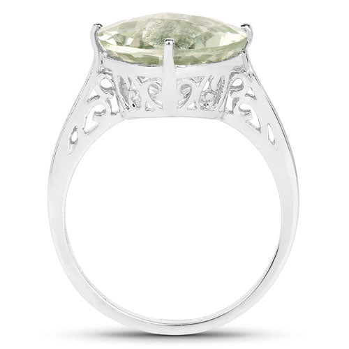5.55 Carat Genuine Green Amethyst .925 Sterling Silver Ring