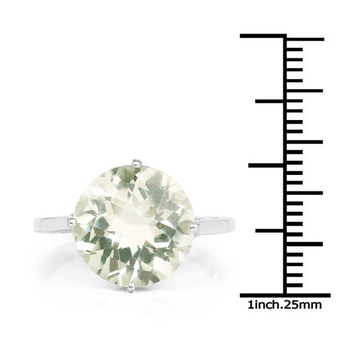 5.55 Carat Genuine Green Amethyst .925 Sterling Silver Ring
