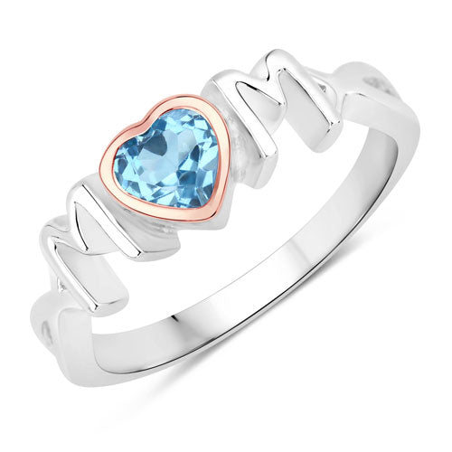 0.52 Carat Genuine Swiss Blue Topaz .925 Sterling Silver Ring