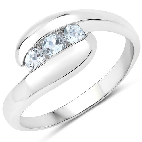 0.74 Carat Genuine Blue Topaz .925 Sterling Silver Ring