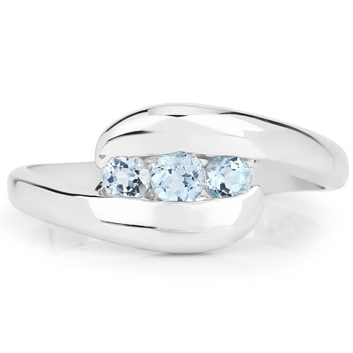0.74 Carat Genuine Blue Topaz .925 Sterling Silver Ring