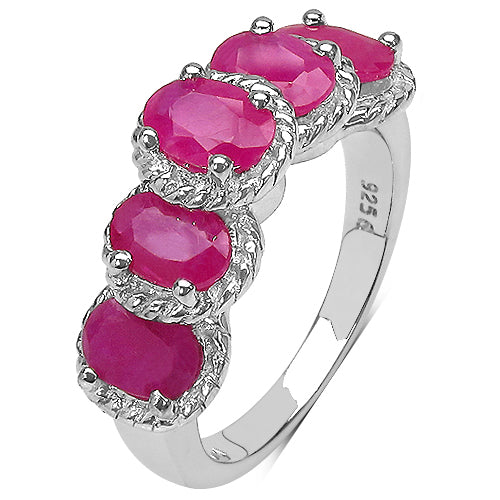 3.20 Carat Genuine Ruby Sterling Silver Ring