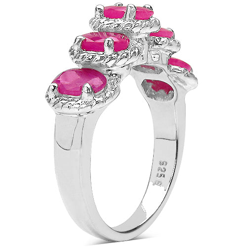 3.20 Carat Genuine Ruby Sterling Silver Ring