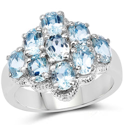3.24 Carat Genuine Blue Topaz .925 Sterling Silver Ring