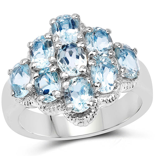 3.24 Carat Genuine Blue Topaz .925 Sterling Silver Ring