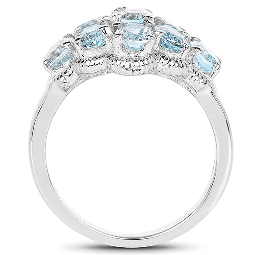 3.24 Carat Genuine Blue Topaz .925 Sterling Silver Ring