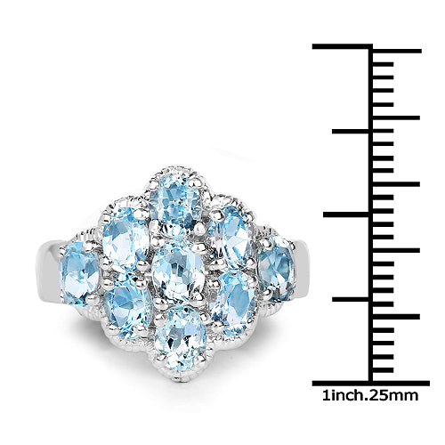 3.24 Carat Genuine Blue Topaz .925 Sterling Silver Ring