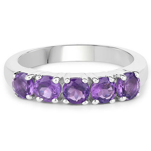 1.20 Carat Genuine Amethyst .925 Sterling Silver Ring