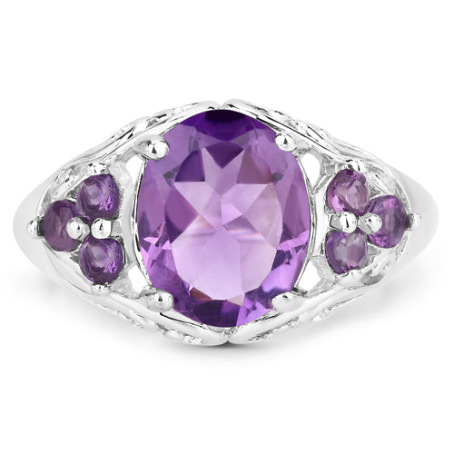 3.68 Carat Genuine Amethyst .925 Sterling Silver Ring