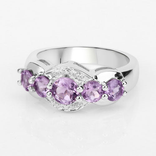 1.39 Carat Genuine Amethyst .925 Sterling Silver Ring