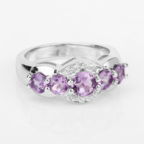 1.39 Carat Genuine Amethyst .925 Sterling Silver Ring