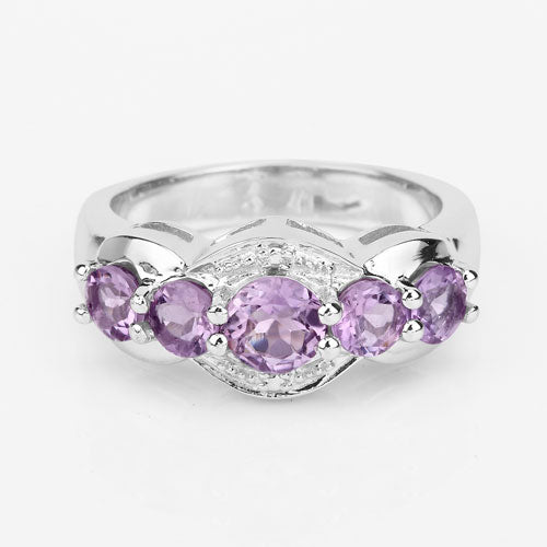 1.39 Carat Genuine Amethyst .925 Sterling Silver Ring